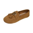 thumbnail image 2 of HTHLVMD Suede Tassel Loafers, Slip-On Casual Flats, Women's Comfort Moccasins, Everyday Comfort Loafers, Office Shoes, Casual Dress Loafers for Women Driving Shoes Summer Comfortable Shoes, Camel 5.5, 2 of 7
