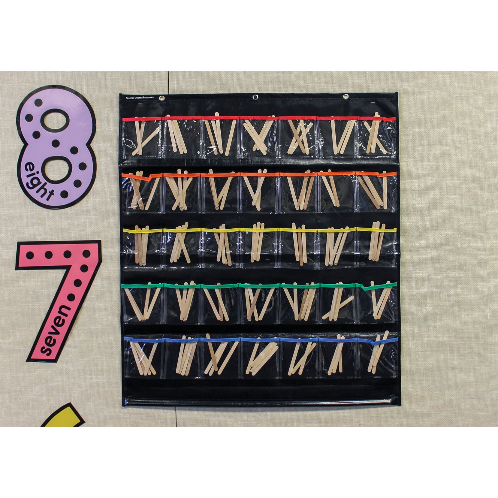 Teacher Created Resources Black Storage Pocket Chart, 35 Pockets, 32.5" x 63.5"