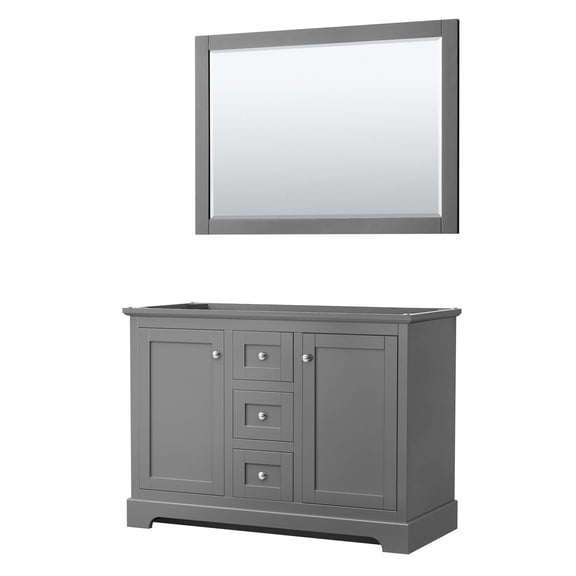 Wyndham Collection 48" Wood Double Bathroom Vanity with Mirror in Gray