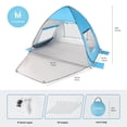 thumbnail image 2 of TOBTOS Tienda de campaña de playa emergente UPF 50+, sombrilla de playa, refugio solar automático para 2-3 personas, protección UV, sombrilla portátil, cabaña con dosel para bebé de fácil instalación,, 2 of 5