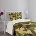 thumbnail image 5 of Ambesonne Eagle Quilted Bedspread Set 2 Pcs, Open Wings Camouflage, Twin Size, Dark Brown Army Green, 5 of 6