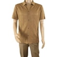 thumbnail image 2 of Mens Stacy Adams Italian Style Knit Woven Shirt Short Sleeves 3128 Cafe Brown, 2 of 7