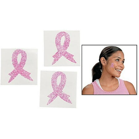 Breast Cancer Awareness Body Tattoo Stickers (12 Pack) 1 1/2