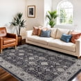 thumbnail image 4 of 4x6 Living Room Area Rugs: Washable Non-slip Boho Decorative Rugs For Bedroom Low Pile Neutral Small Carpet Kitchen Dining Non-shedding Floor Mat Office (4x6 Black), 4 of 8