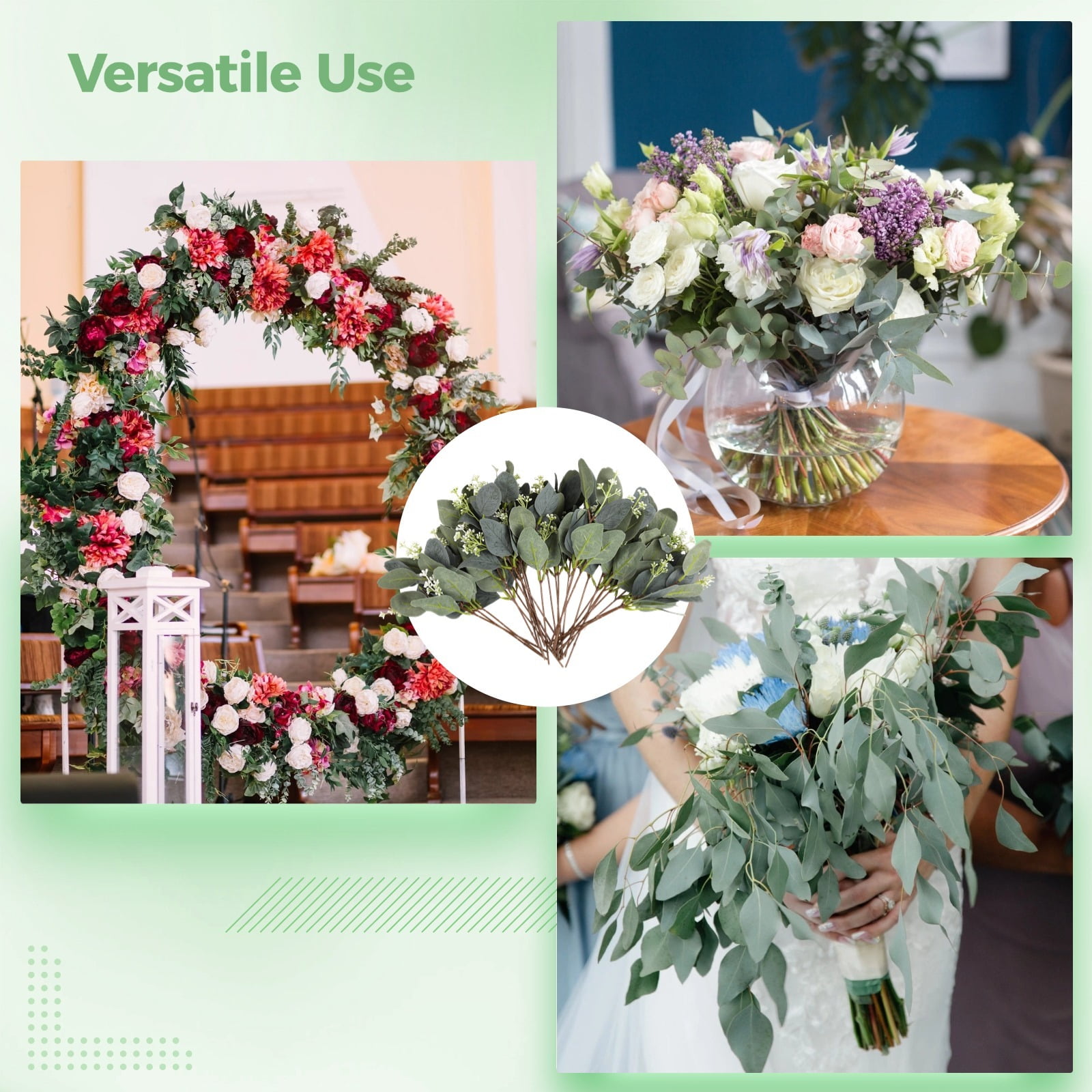 120PCS Eucalyptus Leaves Stems, 4 Kinds Mixed Artificial Greenery Stems, Fake Plants, Faux Greenery Branches, Eucalyptus Leaves Picks for DIY Bouquets, Floral Arrangement, Centerpiece