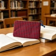 thumbnail image 6 of Beautynvta Plaid Pencil Pouch, Large Capacity Cloth Pencil Case Pen Bag with Zipper, Portable Classic Coin Purse, Stationery Organizer Pouch for Office Supplies, 6 of 6