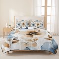 thumbnail image 3 of Twin Quilt Set 68''x86'', Blue Brown Spring Floral Lightweight Summer Bedspread Coverlet Set with 2 Pillow Shams, Summer Botanical Watercolor Breathable All Season Quilt Bedding for Dorm/Bedroom, 3 of 9