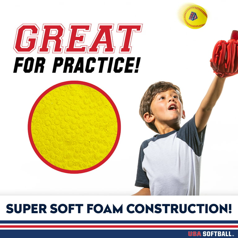 Franklin Sports Foam Practice Softballs - (4) USA Softball Official Size  Foam Softballs for Kids - Squishy Foam Softball Balls - Great for Youth