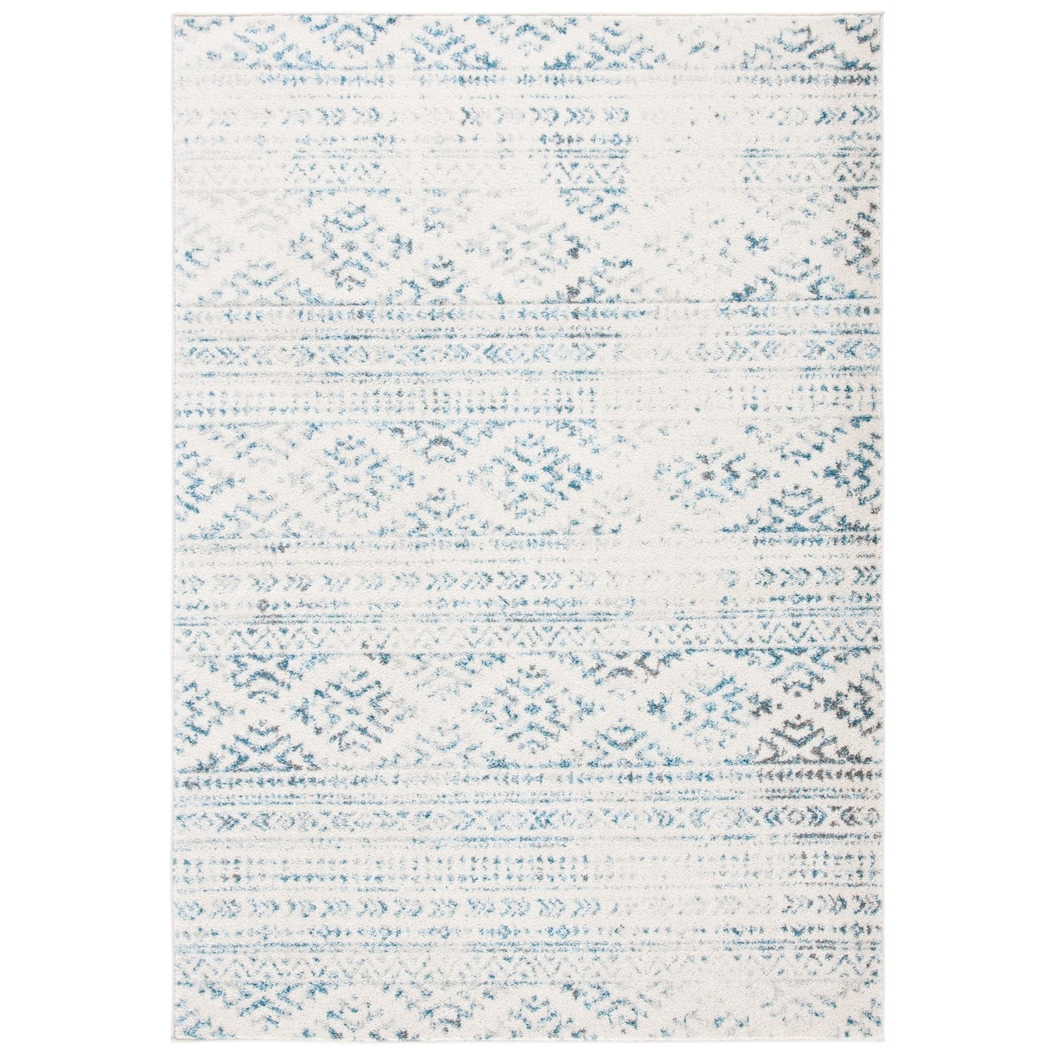 SAFAVIEH Tulum Lakisha Southwestern Area Rug, Ivory/Turquoise, 6'7" x 6'7" Round