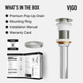 thumbnail image 4 of VIGO Vessel Bathroom Sink Pop-Up Drain and Mounting Ring in Brushed Nickel, 4 of 11