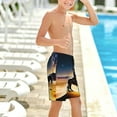 thumbnail image 6 of Cauagu Azure Sky Western Desert Cowboy Print Swim Trunks for Men,Youth Boys Swim Shorts Compression Liner Beach Shorts Boys' Swimming Shorts 7-20 Years Bathing Suit-Small, 6 of 7