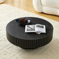 thumbnail image 4 of Noble House 35.43" Round Sintered Stone Coffee Table, Fluted Drum Pedestal, Modern Design for Apartment, Matt Black, 4 of 9