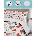 thumbnail image 3 of Quilt King Size Bedding Set, Valentine's Day Love Heart Reversible Summer Quilt 3 Pieces, Pink Red Black Romantic Lightweight Bedspreads Coverlets with 2 Pillow Shams for All Seasons, 3 of 5