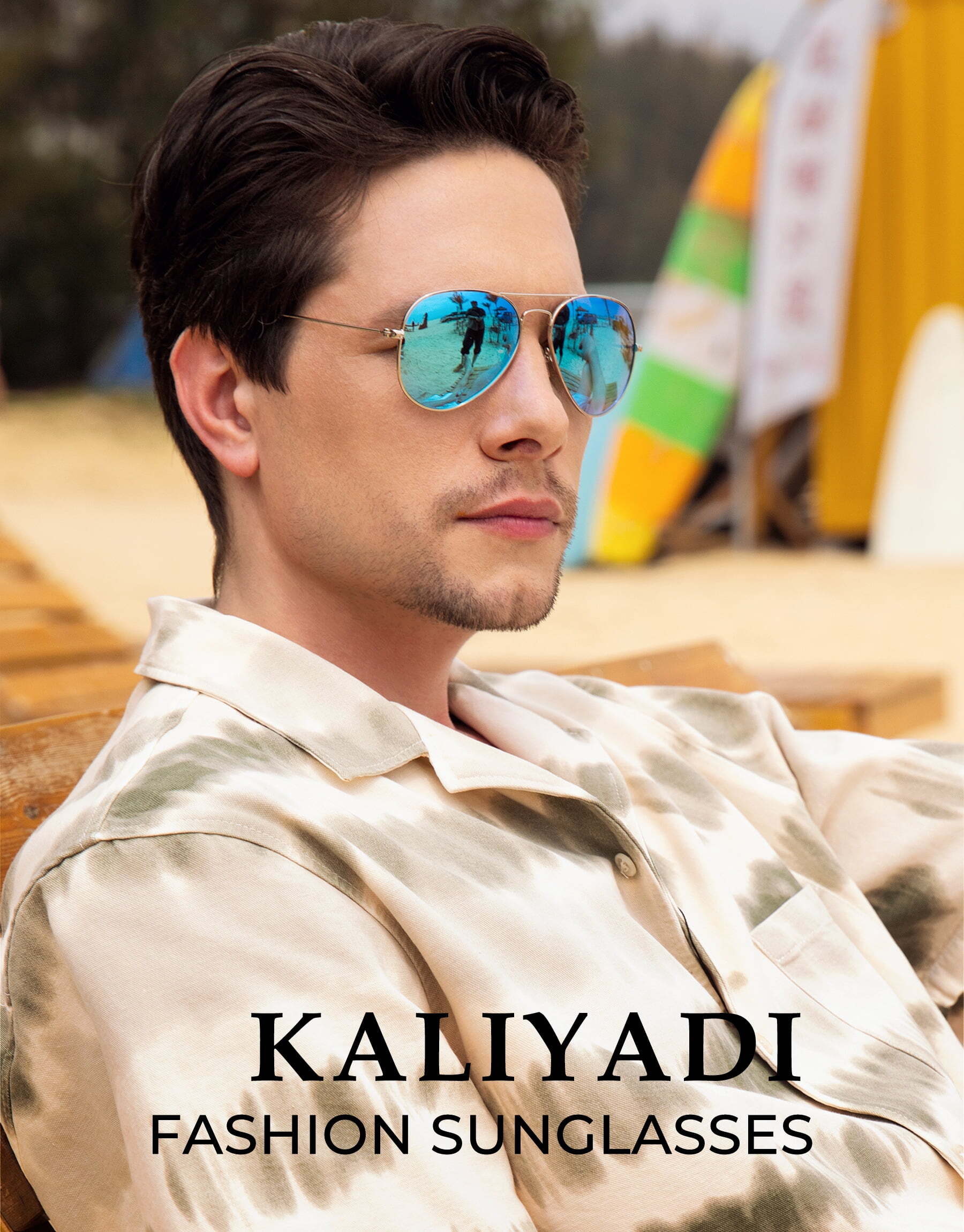 Kaliyadi Polarized Aviator Sunglasses, Blue photo 3