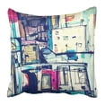 thumbnail image 1 of RYLABLUE Colorful Abstract Cityscape Associative Borough Bright Cheerful City Color Creative Pillowcase Pillow Cushion Cover 20x20 inch, 1 of 1