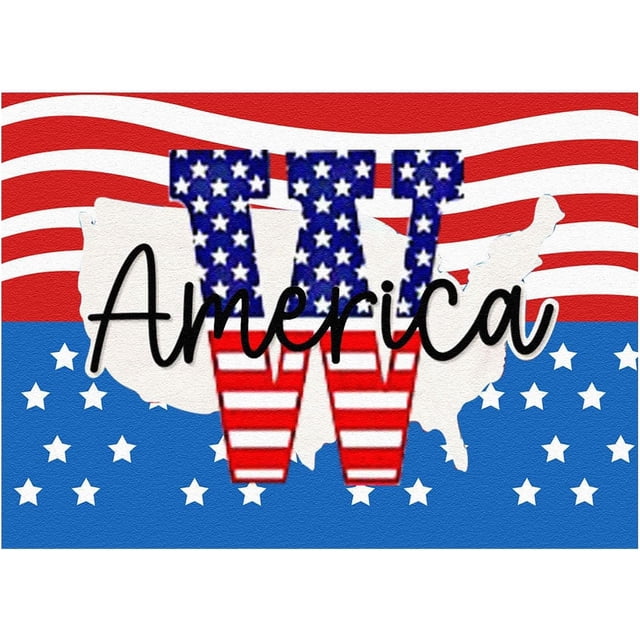 Fiudx Alfombras De Baño Felpudo Patriótico De 26 Letras Con Apellido, 4 De Julio, Con Bandera De Estados Unidos, Antideslizante Y Lavable, Para Puerta De Entrada, Exterior, Patio, Piso Ofertas De La