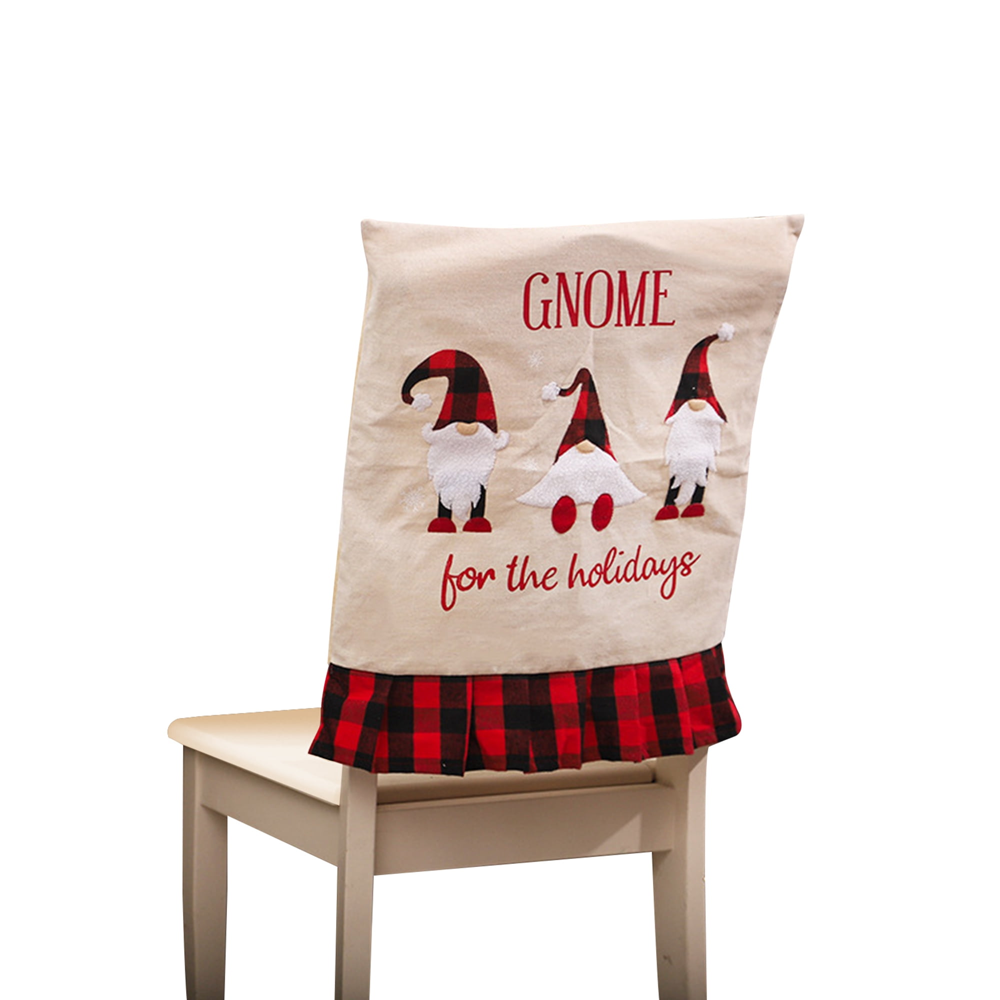 Sunisery 1Pack Christmas Gnomes Chair Back Covers for Dining Room Home