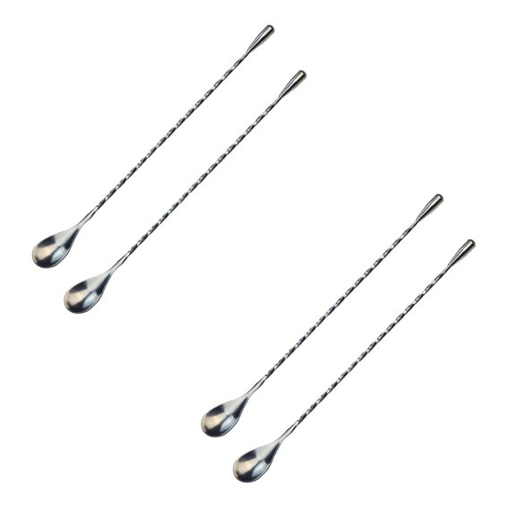 Oleegame Ensemble de Couverts en Acier Inoxydable 2 Pcs Cuillère à Barre en Acier Inoxydable Manche Long Cuillère à Goutte d'Eau Cuillère à Cocktail Cuillère à Mélanger Argent