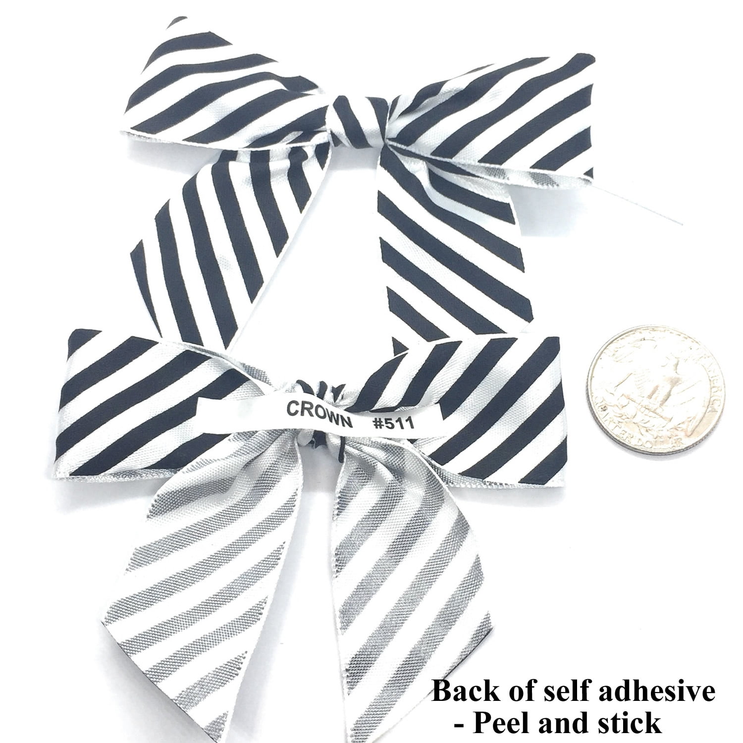 Weststone 50pcs Metallic Gold Bows 3 1/2" Span x 2" Tail, Ribbon Width 1", Pre-Tied Bows or Self-Adhesive Bows