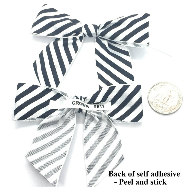 3in x 2in Pre-Tied Bow – Self-Adhesive 7/8in Black Ribbon - For 6in x 6in  Magnetic Box – 10 per case