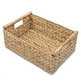 thumbnail image 1 of POPIDOME Cesta de almacenamiento rectangular de mimbre con asas de madera, marrón, 33 x 22 x 16 cm, 1 of 5