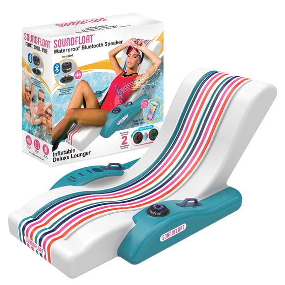 SoundFloat Inflatable Pool Lounger with Bluetooth 5 IPX7 Waterproof Speaker, Cup Holder, Floating Pool Chair for Adults & Kids, Premium Pool Float for Pool Parties & Backyard Relaxation