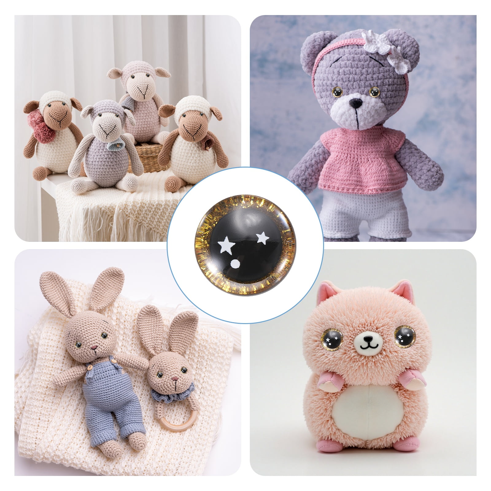 Uxcell 20mm Star Safety Eyes, 48Pcs Doll Crocheting Safety Eyes 8 Colors