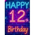 thumbnail image 3 of Neon Style 12th Birthday Banner Happy Birthday Background Decoration for Birthday Party Photography Props Decor Backdrop Party Supplies, 3 of 6