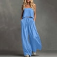 thumbnail image 2 of Women's Spring And Summer Outfits Casual Round-Neck Short Sleeved Top Work Pants And Solid-Color Suit Travel Vacation Outfits, 2 of 9