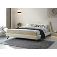 thumbnail image 4 of Omax Decor Henry Wood and Fabric Upholstered King Platform Bed in Beige, 4 of 6