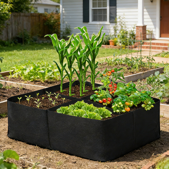Avalution Fabric Raised Garden Beds Outdoor, 2X2 Ft 4 Grids Plant Grow Bags,Vegetables Planter Raised Bed for Growing Potatoes Flowers, Square Plant Growing Container Bags for Outdoor Indoor
