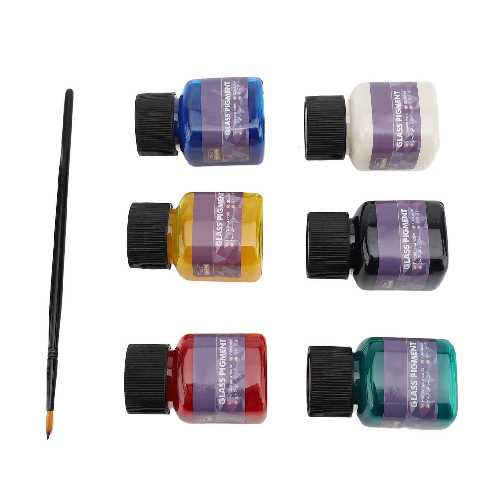 Riousery 6 Color Glass Paint Set, 30ml / 1 oz Water Proof UV Proof Leakage Proof Pigment Set for Beginners and Professionals, Gallery DIY Art Craft Supply, Transparent Permanent Window Painting Kit