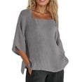 thumbnail image 2 of Tops for Women 3/4 Sleeve Solid Color Fashion Summer T Shirts 2026 Square Neck Lightweight Casual Going Out Tees, 2 of 4