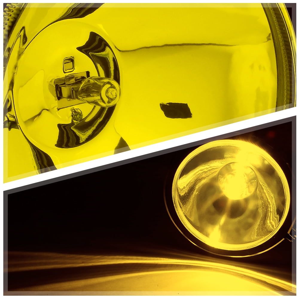 DNA Motoring 6" Round Black Stone Guard Yellow Fog Light Pair off-Road Super 4X4 Work Lamp w/Wiring+Switch
