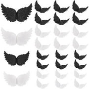 PandaHall 24Pcs 4 Style Elite Plastic Wings for Christmas Gift Accessories Cake DIY Decorations Mixed Color 69~79x82~102x17~21.5mm 6pcs/style