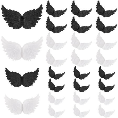 PandaHall 24Pcs 4 Style Elite Plastic Wings for Christmas Gift Accessories Cake DIY Decorations Mixed Color 69~79x82~102x17~21.5mm 6pcs/style
