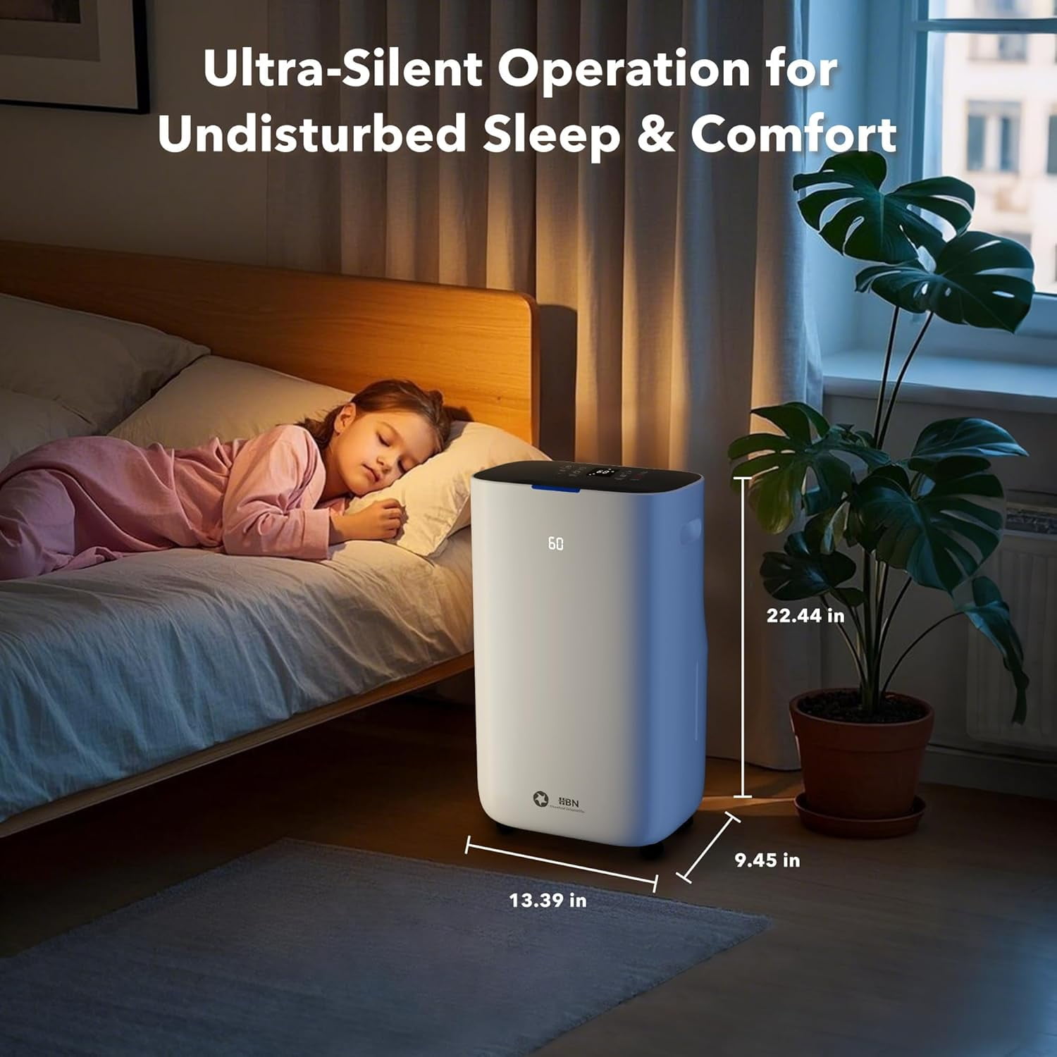 HBN Max 80 Pint Smart Dehumidifier for Home, 4500 Sq.ft Efficient Dehumidifier with Drain Hose, 1.71 Gallon Water Tank, Intelligent Humidity Dehumidifiers for Basement, Bedroom, Bathroom