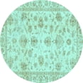 thumbnail image 1 of Ahgly Company Indoor Round Oriental Light Blue Traditional Area Rugs, 4' Round, 1 of 4