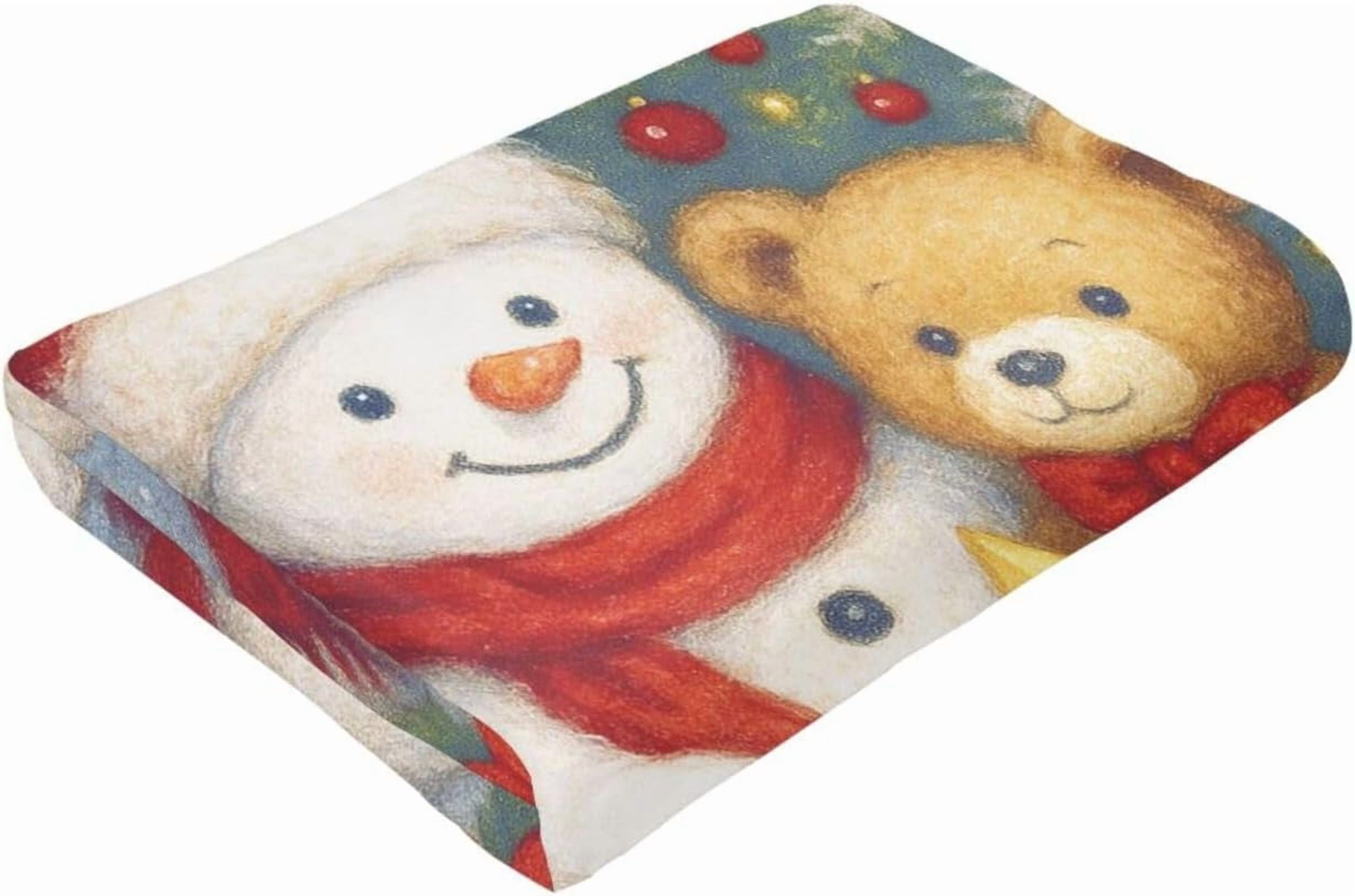 Christmas Snowman Bear Blanket Super Soft Warm Fluffy Fleece Flannel Christmas Tree Blanket Cozy Fuzzy Plush Stuff Bedding Blankets Gifts for Women Users men Women Adults 60"X50"