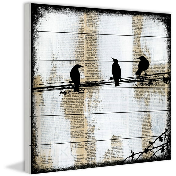 "Winged Gossip" Painting Print on White Wood