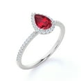 thumbnail image 4 of JeenMata 1.25 Carat Pear Cut Pigeon Blood Ruby & Moissanite Wedding Ring in 18K White Gold over Silver, 4 of 7