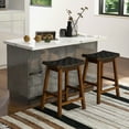 thumbnail image 2 of Costway Woven Saddle Stools Set of 2 25.5" Faux PU Leather Counter Height Kitchen Stool, 2 of 8
