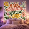 thumbnail image 2 of Floral Text Design on Cream Background Whimsical Retro for Book Lovers Literary Wall Art Housewarming Gift Tapestry Wall Hanging for Reading Nook and Bedroom, 2 of 7