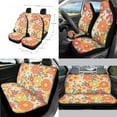 thumbnail image 2 of Renewold Hippie Flower Orange 14 PCS Car Seat Cover Full Set, Steering Wheel Seat Belt Cover Trash Can Rear View Mirror Cover Coaster Center Console Cover Gear Shift Knob Cover Set Universal Fit, 2 of 7