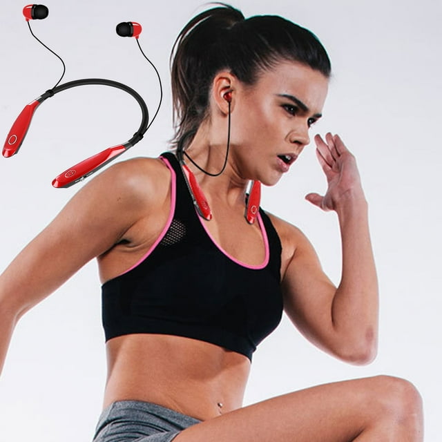 Auricular inalámbrico Bluetooth, Auriculares deportivos colgantes para correr, Rojo
