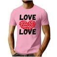 thumbnail image 2 of EchfiProm Graphic Tees for Men Valentine Shirts Short Sleeve Basic Pink Graphic Love Heart Adults Tops 2XL, 2 of 5