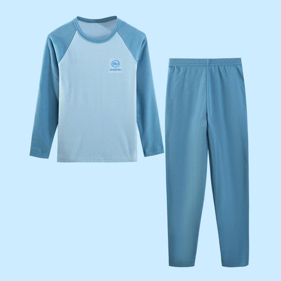 Mgmyaa 100% Cotton Kids Thermal Underwear Set Crew Neck Base Layer for Boys Girls