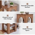 thumbnail image 5 of weselon End Table Set of 2, Mid-Century Modern Side Table with 3-Tier Storage Shelves and Arched Carving Lines, Square Fluted Nightstand for Living Room, Bedroom, or Office (2, Walnut), 5 of 8