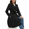 thumbnail image 4 of Heisall Womens Winter Coats Notched Collar Double Breasted Button A-line Gathered Wool Blend Outerwear Casual Style, 4 of 5