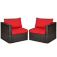 thumbnail image 6 of Gymax 2PCS Rattan Corner Sofa Set Patio Outdoor Furniture Set w/ 4 Red Cushions, 6 of 10
